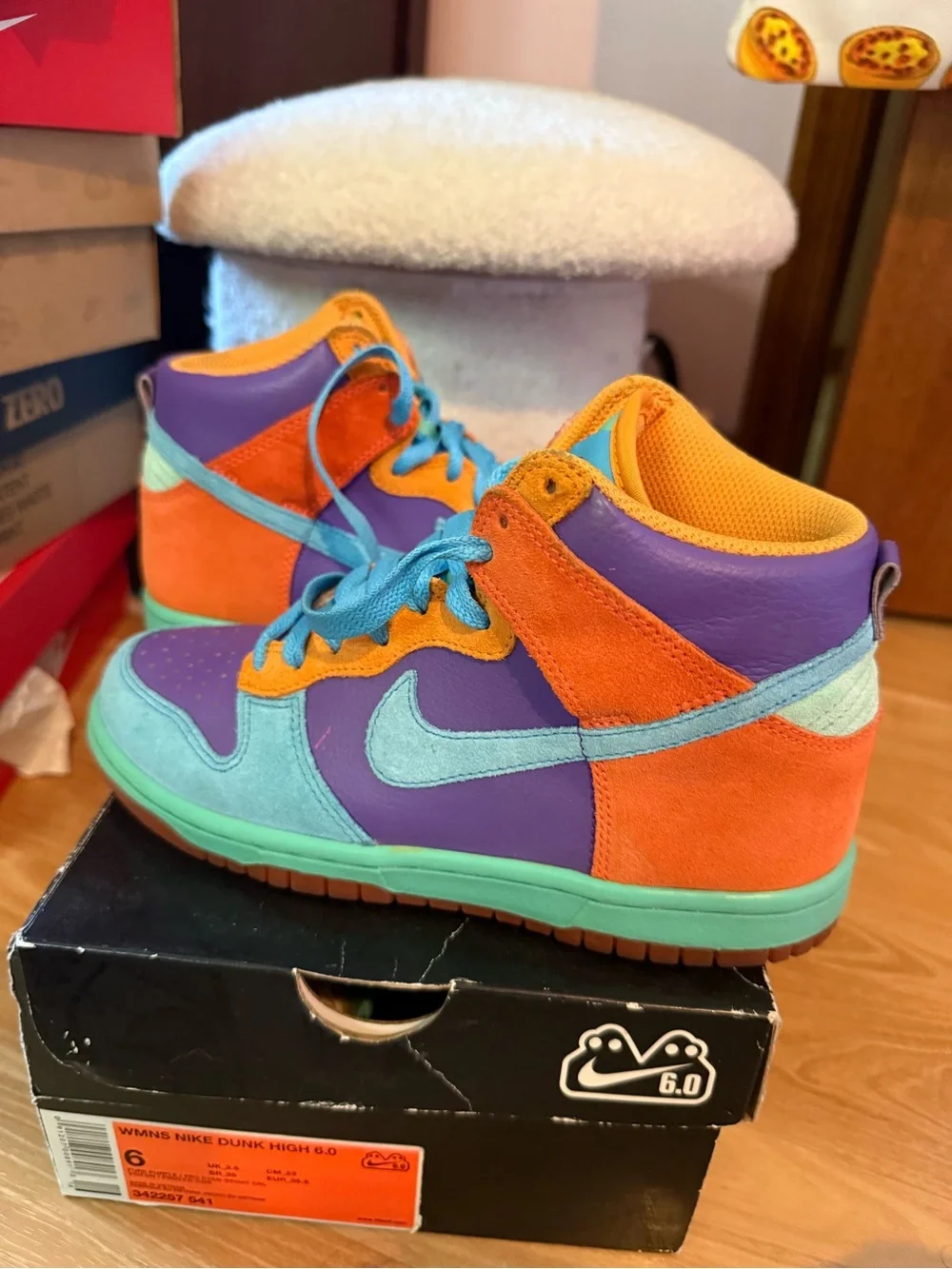 Nike High-Top dunks in Purple, Orange & Teal
